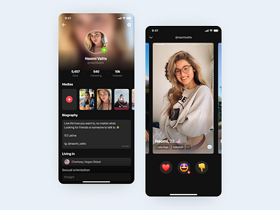 Vio app: Find friends through Livestream & Swipe #2 app chat app clean dailyui dating dating app design dribbble interface ios message app minimal mobile app mobile ui product design profile swipe ui uiux ux