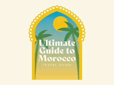 Guide to Morocco, 2 color screen print 2 color adobe illustrator africa cream door east guide illustration middle morocco multiply north overlay palm screen print serif travel tree typography vector