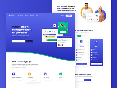 Project management tool - Taskroad concept corporate design figma landing management management app task ui ui ux ux web design