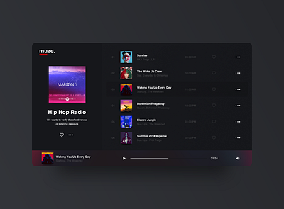 Online Radio Player app dark design flat interface light music music player online radio ui ui design ux web