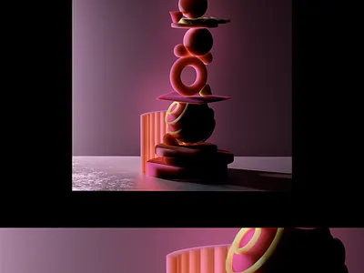 Balancing Totems 1 3dart 3drender aesthetics design illustration setdesign surrealism