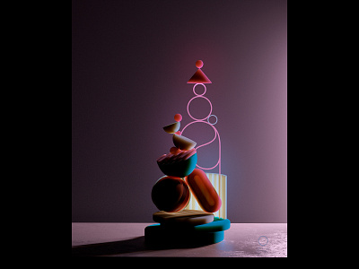 Balancing Totems 3 3dart 3drender aesthetics branding design illustration setdesign surrealism