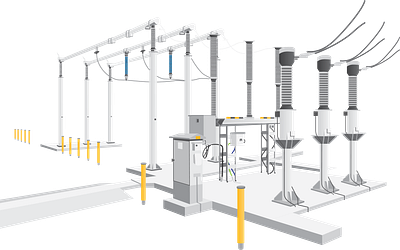 Substation 2D 2d illustration infographic substation