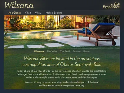 Wilsana welcome page villa website