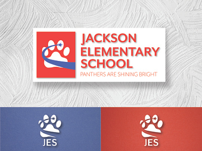 Jackson Elementary School 2020 blue branding bright class elementary illustrator jackson logo panther paw red school shining star