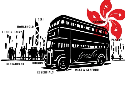 Hong Kong Spot Illustration branding bus classic custom design illustration old retro typography vector vintage