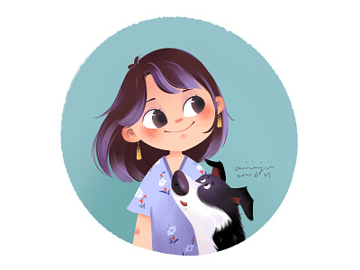 Me with my pup art childrens illustration design dog doggy illustrator