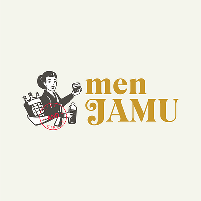 dJAMU beauty character drink earings hair bun herbal jamu kebaya lips logo makeup retro traditional