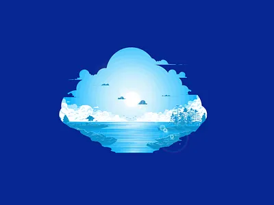 Madeline Island background blue calm calming clean clouds cool illustration island landingpage landscape owl city relaxed relaxing sea sun trees vacation water webdesign