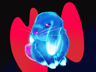 Careful, her ears will shock you ⚡️ bold bunny character design doodle electric glow illustration neon procreate
