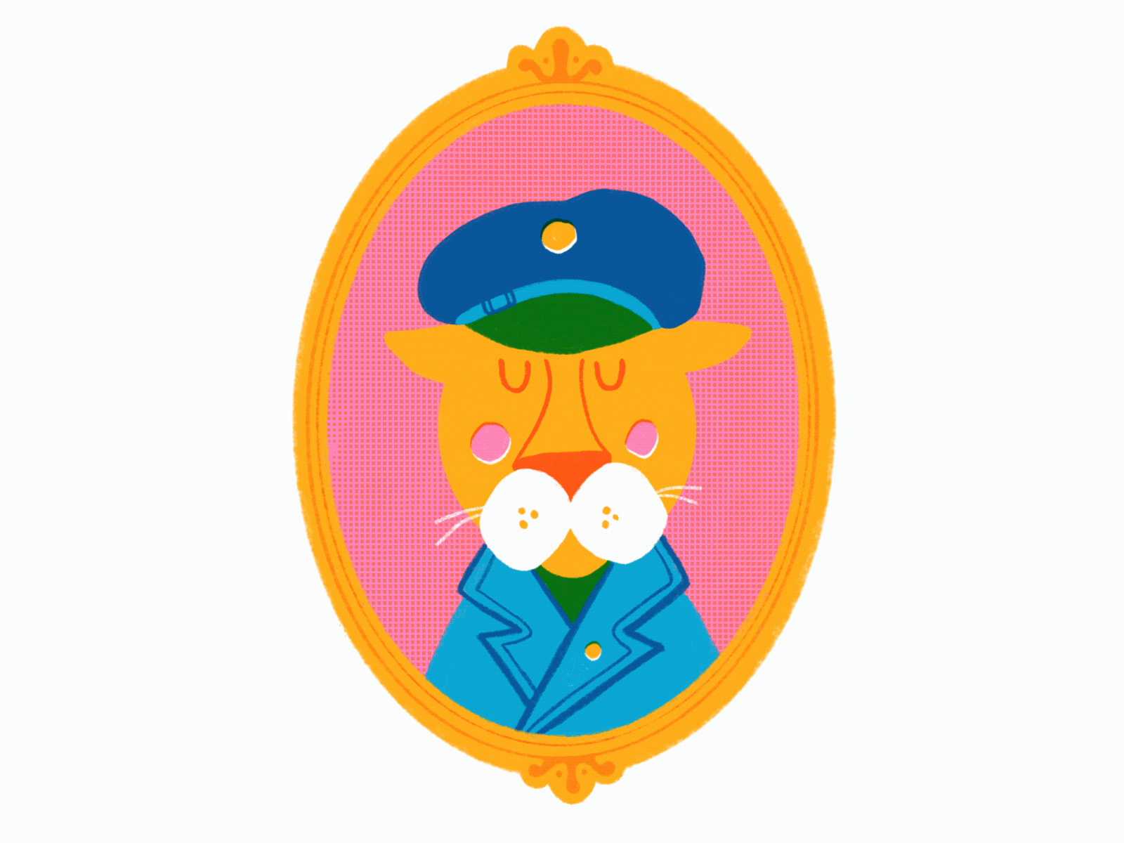 The Captain animal animal portrait captain colorful digital illustration framebyframe fun gif illustration mountain lion procreate