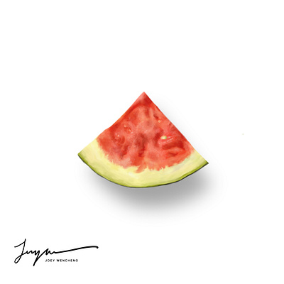 切水果 illustration ps ps厚涂 水果 红色 练习 西瓜 黄色