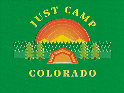 Just Camp Colorado camp camping colorado mountain nature outdoor retro stickers sunset tent thicklines