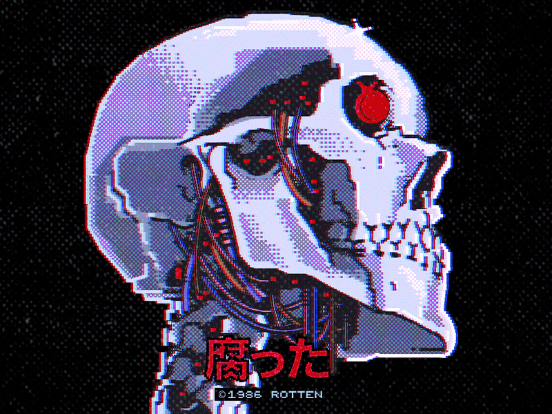 Sci-Fi Pixels Adobe Illustrator Pixel Texture 8bits aesthetic animation arcade bit cartoon character design game gif graphic design illustration pixel art pixels retro skull t 800 terminator vector vintage