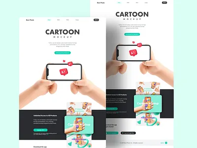 Cartoon Hands Mockup 3d 4d animation art direction best cartoon download drawing hands handsome job landing page mockup page pixels render ui ux web website