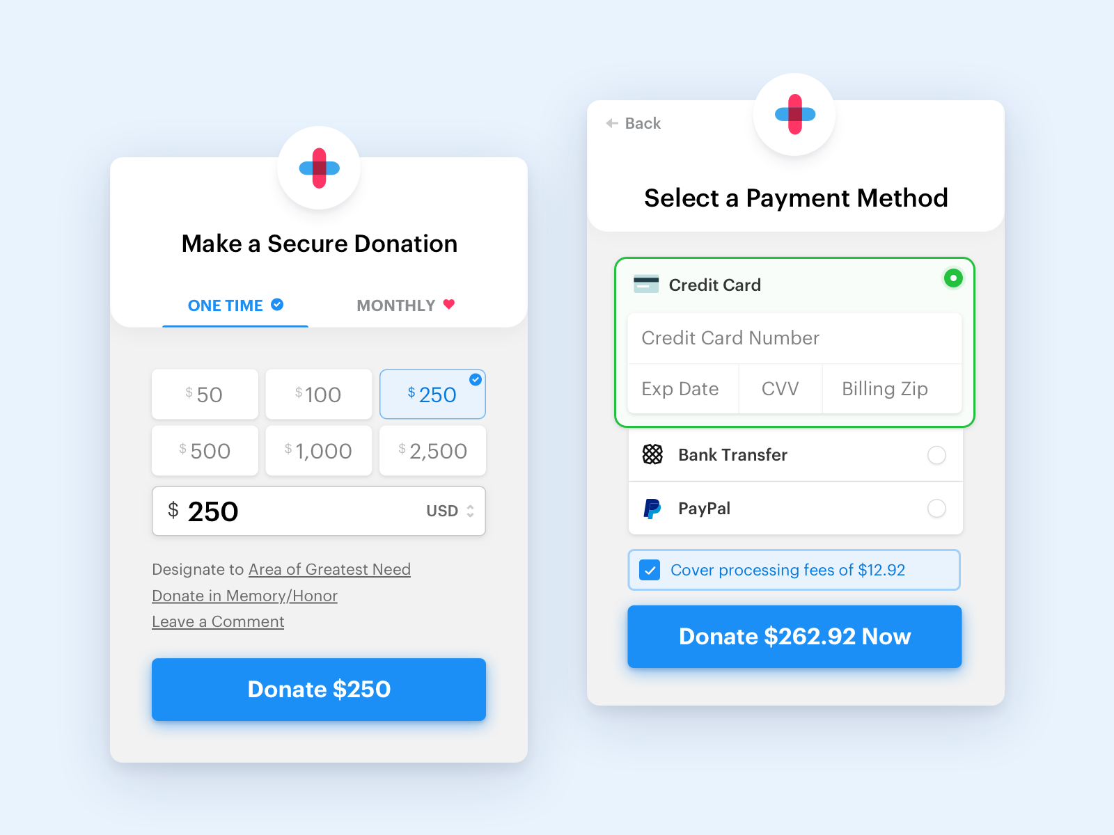 Example of GiveForms Donate Form