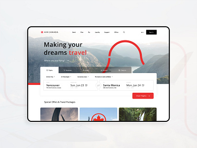 Air Canada Homepage Update adobe xd booking canada concept design flat flight interface minimal mockup modern travel ui ux website