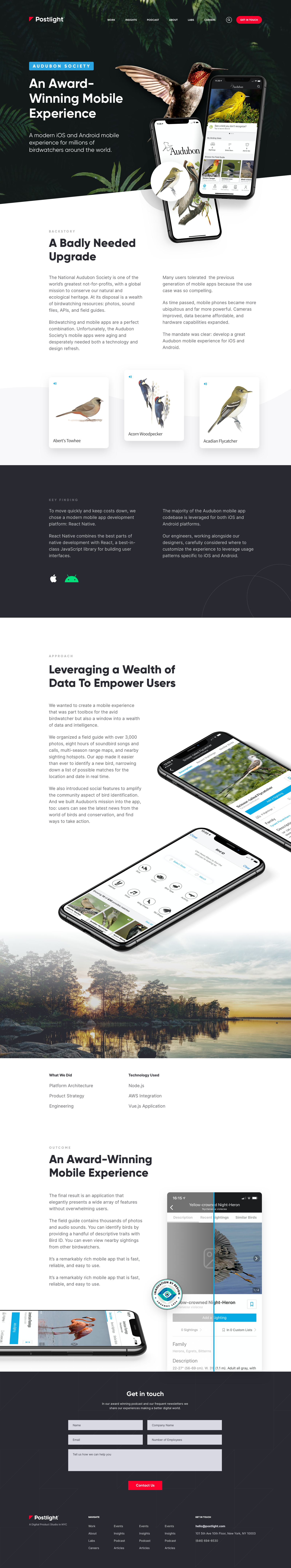 Postlight - Audubon Case Study audubon birds case study mobile mobile app nature portfolio ui ui design web design