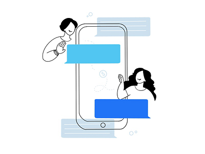 Illustration |Business chat app business cash chat friends hi ui