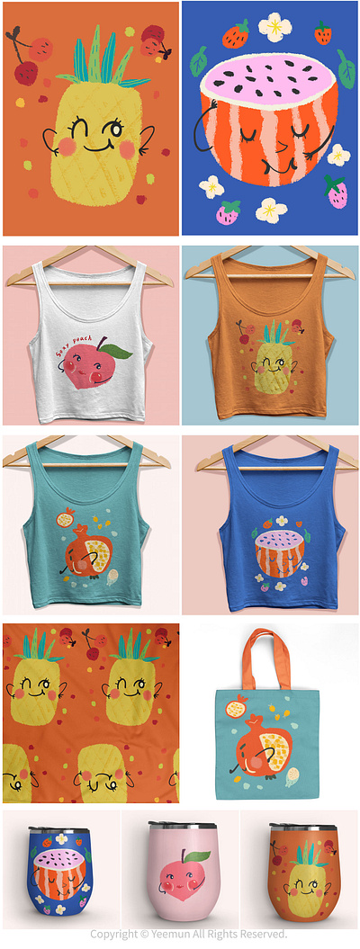 Summer creative small fresh fruit creative patter design icon illustration vector