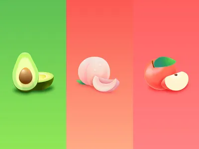 fruit apple avocado design fruit icon illustration logo peach ui