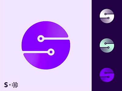 S circuit logo branding design icon letter s logo logo logo design logotype purple gradient purple logo tech ui ux