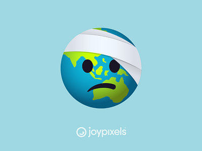 JoyPixels Bandaged World Emoji Sticker - Green Pack bandage earth earth day earthday emoji emojis frown globe glyph graphic green health healthy hurt icon illustration injury sad world