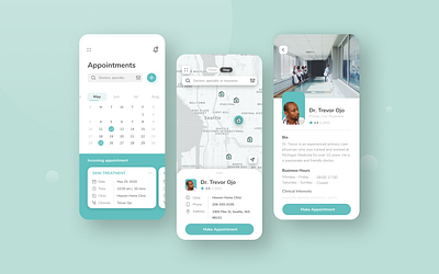 Mobile health app | Make an appointment appointment doctor doctor appointment figma health app healthcare map mhealth mobile app mobile ui ui