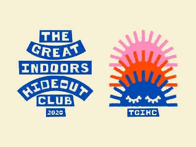 Hideout Tee WIP's art badge branding design dribbble graphic design hand drawn hideout identity illustration lockup logo sun typography