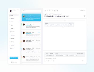 Email App: More efficient, less formal communication chat email figma messaging reply ui ux
