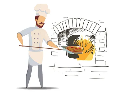 Pizza Chef baking chef cook illustration oven pizza recipe vector