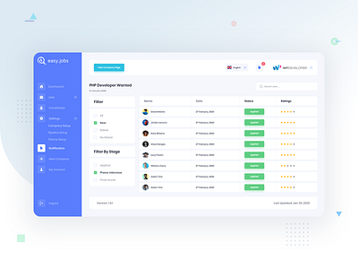 Easy.Jobs | Easiest Talent Recruitment Suite - Notification app candidate design hiring job job application message notification requiem requirtment saas ui ux web application