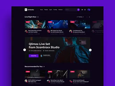 Chiketto - Live Streaming Platform | Dark Concept app apple branding design events music product design ui ux webdesign