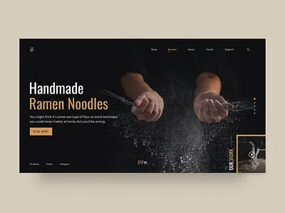 Cooking Recipe Landing Page art asian card chef clean clean ui colors cooking design flat flat design illustraion landing page minimal recipe typogaphy ui ux web webdesign