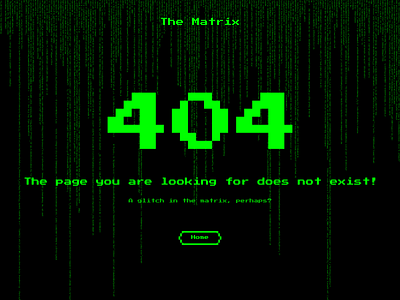 Daily UI 008 - 404 Page 404 404 error 404 page daily ui dailyui 008 dailyui challenge error page green matrix ui uiux web design website