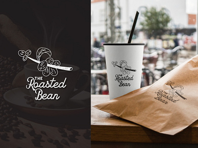 The Roasted Bean caffeine coffee bean logo coffee black white logo coffee branch logo coffee mockup coffee packaging coffee shop logo daily logo challenge daily logo challenge day 6 stamp logo the roasted bean logo vintage coffee logo