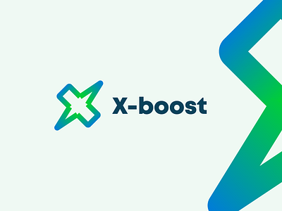 X boost logo - x letter mark arrow boost brand identity development brand mark clean design design gradient growth icon logo mark minimalist logo modern rocket transparency x boost x letter