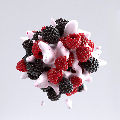 Berries explosion! 3d berry blackberry cinema4d fruit instagram motion octane octanerender particles