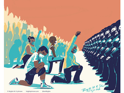 Protesting art black lives matter blm crowd digital art digital illustration illustration limited colour palette limited colours people police protest