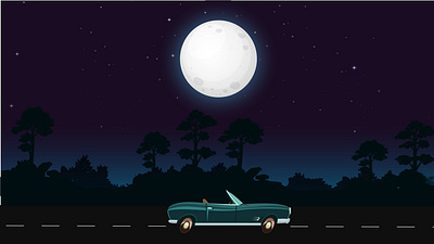 Night ride adobe photoshop illustration artworks cars cartoon graphic design graphics illustration illustrator moon music night vector wallpaper wallpaper design