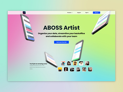 ABOSS Artist aboss branding design saas website website design