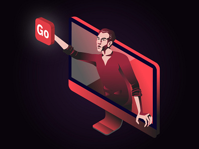 The man out of monitor adobe adobe illustrator art character characterdesign characterillustration design illustration person illustration social media