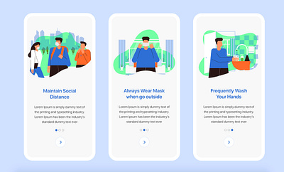 On-Boarding Coronavirus Mobile App Illustrations Concept. coronavirus coronavirus illustrations coronavirus mobile app covid 19 illustrations covid 19 mobile app covid19 covid19 illustrations covid19 mobile app ecommerce app illustration illustrations mobile cart ui mobile ui on boarding screens onboarding onboarding illustration onboarding screens onboarding ui people illustrations