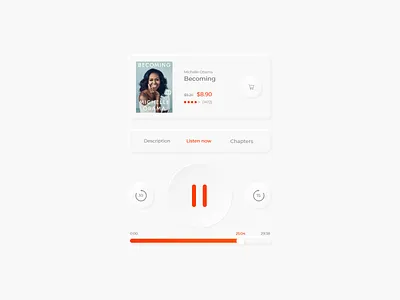 Neumorphic UI set (Audbiobook app) adobe xd android app audiobook books branding design grey ios light mobile music neumorph neumorphic neumorphism player ui ux webdesign white
