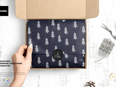 Mailer Box Tissue Paper Mockup Set app app design design design app illustration web website website concept