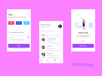 Waka App - A trekking buddy app figma mobile mobile design onboarding