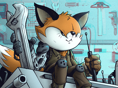 TechFox/TF-MK1 🦊🤖 art artwork character design computer digital art fox graphic graphic design hardware illustration mascot mech mecha mechanical photoshop robot sci fi scifi space tech