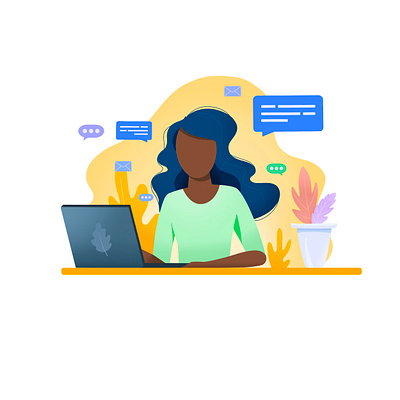 Busy Work Day / Office Work app black colors data science design desk emails icon illustration illustrator office design pastel replying ui ux vector work