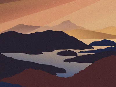 Slow mood - Mountains view adobe illustrator adventure artwork illustration illustrator landscape landscape design mountains nature illustration sunlights vector illustration