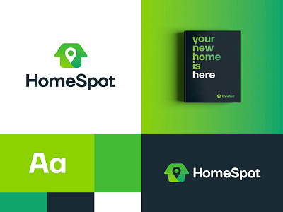 Home Spot - Brand Identity affinity designer brand identity gradient logo green green and blue green gradient green logo home home logo homepage design house house logo logo design pin pin logo place smart smart design smart logo spot